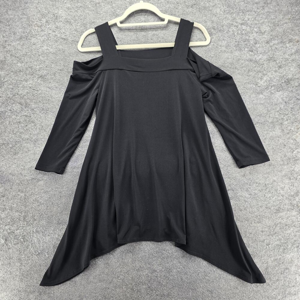 Clara Sunwoo Blouse Tunic Womens XS Black Cold Shoulder Square Neck Stretch